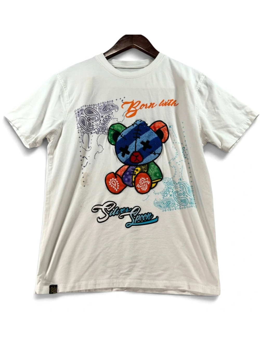 Bleecker & Mercer Silver Spoon Teddy Bear Graphic T-Shirt Size L 14-16 A0013